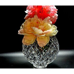 Galway Leah Crystal Rose Bowl Vase 6" Ireland Shamrock Lead Crystal handcut glas